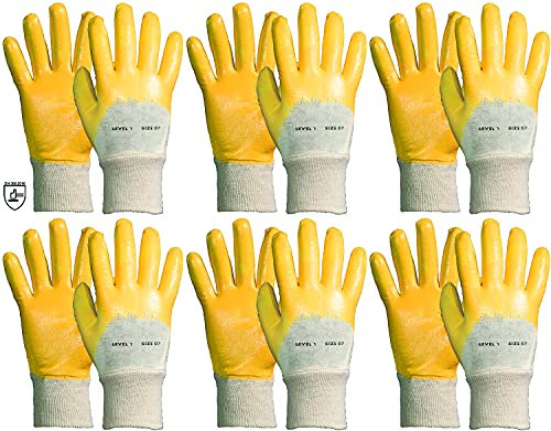 Novatool 6 Paar Schutzhandschuhe Herren I Grö0e 10 I Nitril | Ölabweisend I EN388:2016 3111X I Arbeitshandschuhe Gartenhandschuhe Damen Handschuhe ölbeständig