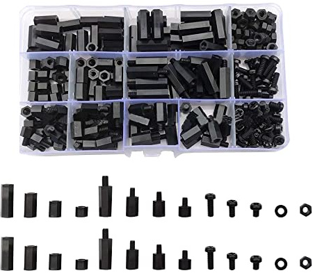 Csirnto 260 Stück Nylon Schrauben Mutter Feingewinde Schrauben Schrauben Set Abstandshalter Kunststoff Hex Nylon Spacer Standoff M3 Muttern Kunststoffschrauben Gewindeschrauben Set