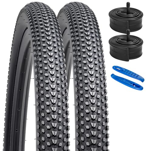 YUNSCM 2-PCS 26 Pulgada Montaña Bicicleta Cubierta 26x2.125/54-559 and 26 Pulgada Bicicleta Cámara de Aire Compatible with 26x2.0 26x2.10 26x2.125 26x2.15 Bike (Y-1273)
