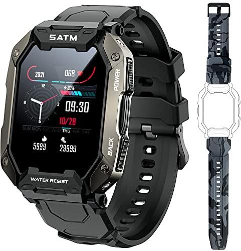 Slothcloud Smart Watches for Men,Fitness Activity Tracker Watch with Heart Rate Blood Oxygen Monitoring IP68 Waterproof 1.71 inch Full Touch Screen Smart Watch Compatible for iOS Android (Black)