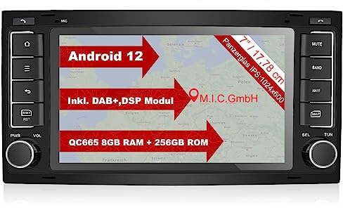 M.I.C. AVT7-Ultra Android 13 Autoradio mit navi Qualcomm Snapdragon 665 8G+256G Ersatz für VW T5 multivan Touareg mit RNS 510: SIM DAB Plus Bluetooth 5.0 WiFi 2din 7 IPS Panzerglas Bildschirm USB