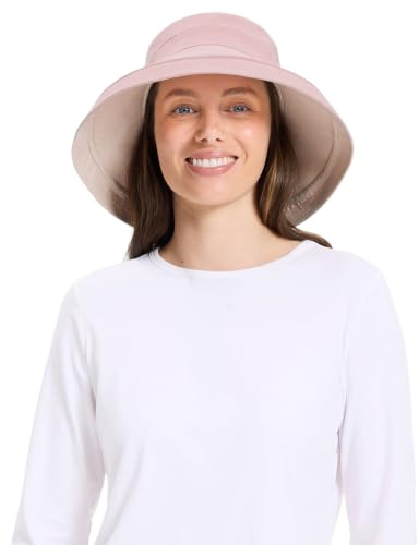Solbari Women's Holiday Sun Hat UPF 50+, Small-Medium, Dusty Pink/Beige
