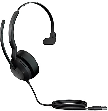 Jabra Evolve2 50 Wired Mono Headset Air Comfort Technology, Noise-cancelling Mics, and Active Noise Cancellation - Works with all Leading UC Platforms such as Zoom and Google Meet - Black