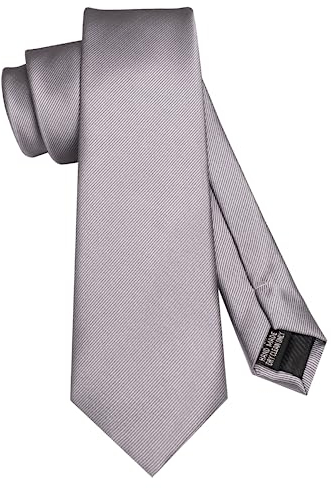 JEMYGINS Schmale Einfarbige Herren krawatte mit einer Vielfalt an Farben - 7cm grau