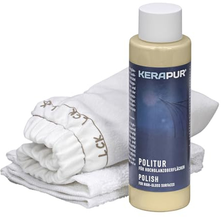KERAPUR Politur für Hochglanzoberflächen, 100 ml | mit Tuch, Staubfix-Handschuh