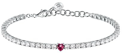 Morellato Bracciale Donna in Argento 925‰, Zirconi, Collezione Tesori, Cuore, Tennis - SAIW167
