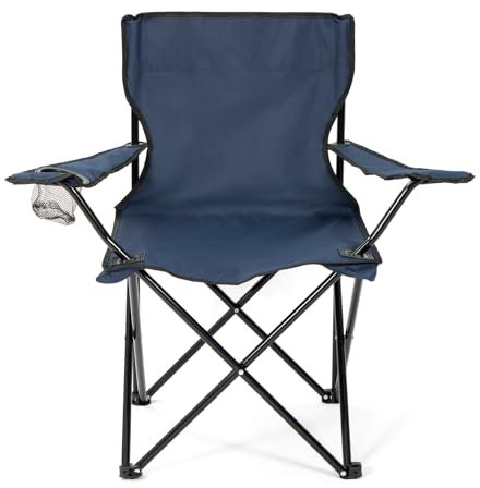 24MOVE® Faltstuhl blau Campingstuhl Anglerstuhl mit Getränkehalter - Anglersessel klappbar - Klappstuhl Gartenstuhl Faltstuhl Relaxsessel Campingsessel faltbar, Polyester, für draußen oder drinnen