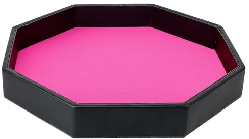 Gesserit Würfelbrett mit Filzunterlage, rosa Filz gefüttertes PU-Leder-Oktogon-Würfeltablett für Dungeon-Crawler-Spiele…