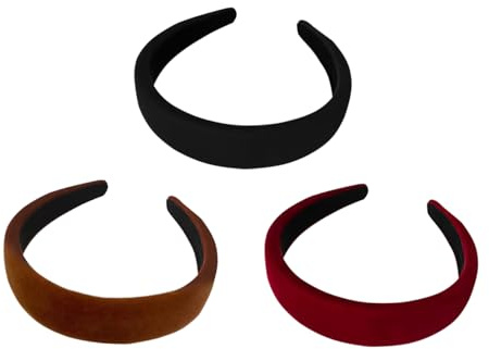 LATRAT 3 Cerchietti per Capelli da Donna in Velluto, Stile Retrò, Fai da Te, 3 Colori