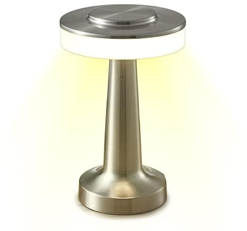 Lámpara de escritorio sensible al tacto, luz de escritorio ajustable de 1800 mAh, lámpara de mesa de metal brillante | 3 lámparas de mesita de noche, lámpara de escritorio LED de 3 W para mesita de