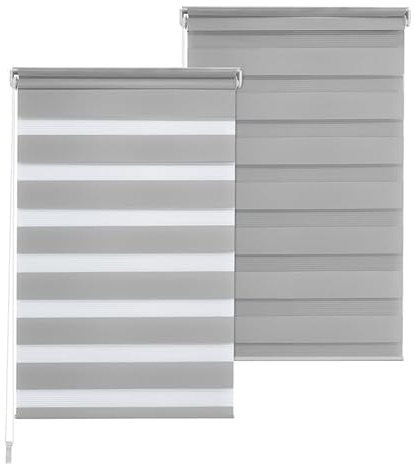 Doppelrollo DuoRollo Klemmfix ohne Bohren Seitenzug Fenster Rollo hellgrau B 70cm (66cm Stoffbreite) x H 210 cm
