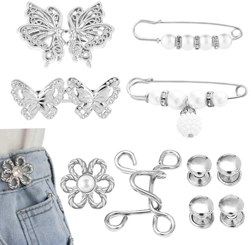 6 Stück Hosenbund Enger Machen,Hose Enger Machen Clip,Knöpfe Hosen Enger Machen,Hose Enger Machen Clip,Jeansknopf in Sternform,Verstellbar,Kein Nähen Erforderlich,Geeignet für Jeans,Kleider