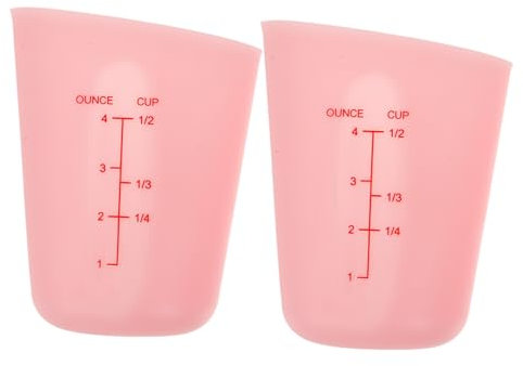 KICHOUSE 2pezzi Tazze Graduati Silicone Riutilizzabili Misurini Per Cottura e Miscelazione Tazze Trasparenti Con Scala Per Cucina e