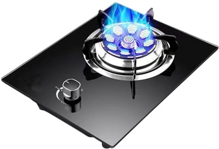 Cuisinière À Gaz 1 Brûleur, Protection Contre Les Flammes De 5,2 KW, Support De Pot En Fonte En Verre Trempé Noir, Adapté À La Cuisine Domestique Avec Protection Contre Les Flammes(LPG)