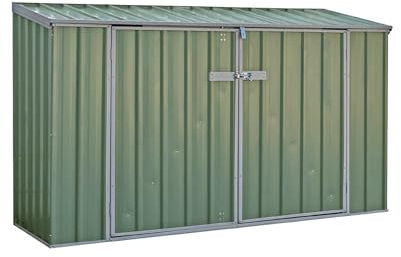 ABSCO | 7 x 3 Metal Bike Store | Double Doors | Pent Roof | Opening Lid | Garden Steel Storage Bicycle Shed | 7ft x 3ft | 2.26m x 0.78m (Green)