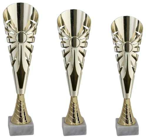 Hole Gadget Tris Premiazioni Personalizzate 36-34 - 31 cm Coppa Trofeo con Targhetta Inclusa Trofei e Coppe Varie Misure per Sport, Calcio, Basket, Volley, Eventi Sportivi Fantacalcio 12.969
