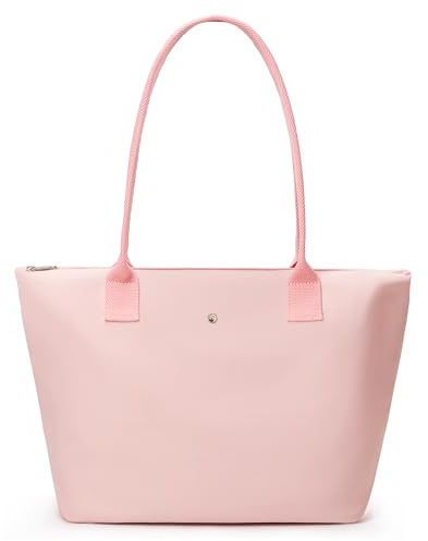 Kalidi - Bolso de mano grande para mujer, impermeable, para trabajo, oficina, viajes, compras, escuela, Rosa, L