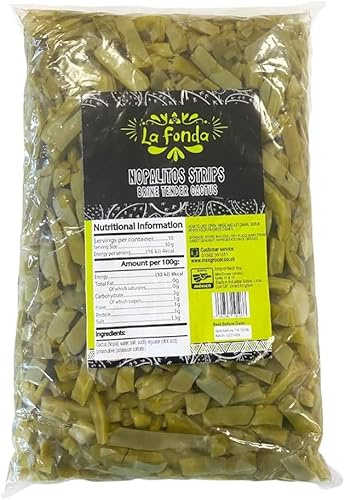 Mexican Cactus Strips Pouch 1kg - Nopale Leaves Strips in Brine