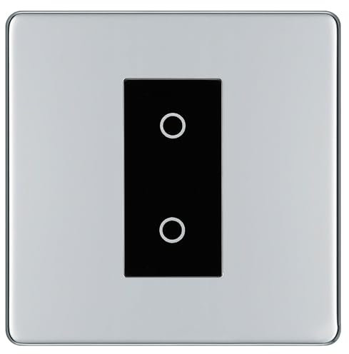 BG Nexus Screwless Polished Chrome Single Secondary Touch Dimmer Switch - Black Insert