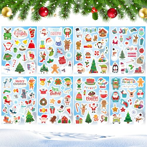 Weihnachtssticker Set, Aufkleber Weihnachten, Sticker Weihnachten 220 Weihnachtsaufkleber, Weihnachtssticker Selbstklebend DIY Dekoration für Weihnachtskarten Umschlag Fotoalben Geschenktüten (A)