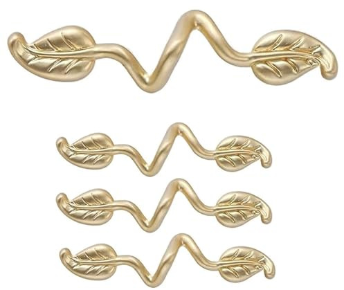 Confezione da 4 maniglie per cassetti a forma di foglia vintage, maniglie per cassettiere a forma di foglia antica, pomelli per mobili, ferramenta per cucina, camera da letto, bagno (ottone anticato 7