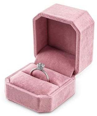 AfitLulu Ringbox Samt Ring Aufbewahrung Ringbox Hochzeit Elliptisch Verlobungsring Box für Vorschläge, Verlobungen und Hochzeiten (Rosa-B)