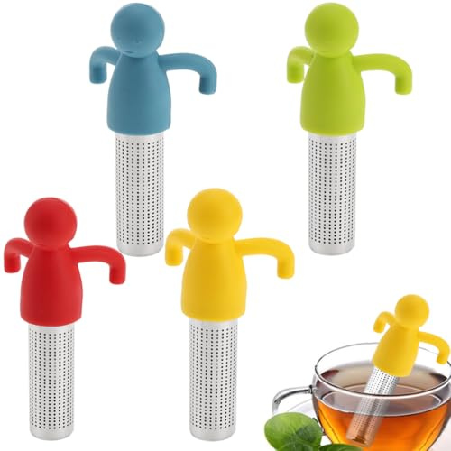 WUYJI Filtri e colini da tè Set da 4 pezzi per infusore da tè con filtro/sfere per il tè, adatto per foglie di tè sfuse, utilizzabile con bicchieri