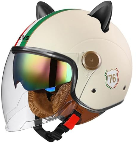 Mezzo Casco Moto Vintage Con Doppia Visiera Caschi Jet E Demi-Jet Retrò Omologato DOTECE Aperto Casco Per Motocicletta Caschi Cromwell Adulti Uomini Donne Elmetto Scodella Q,L
