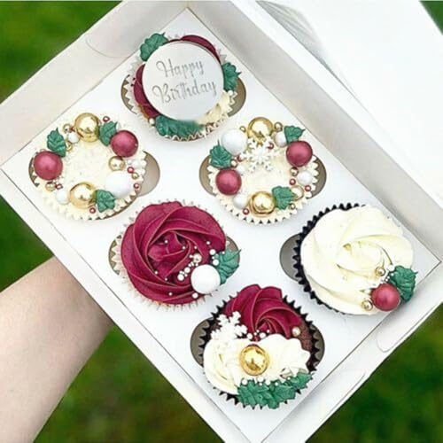 Lot de 5 cupcakes en acrylique Happy Birthday 51020 pièces pour décoration de gâteau, fêtes d'anniversaire et célébrations (doré)