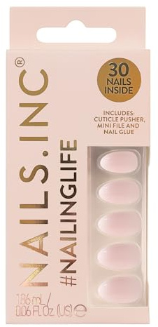 Nails.INC #NailingLife So Selena Nude Ombré Press-On Nails, Almond Shaped, 30 Nail Sizes, Long-Lasting, Non-Damaging, No Snap, Salon-Quality At Home Manicure, Glue Included, 33 Piece Set