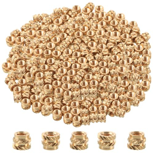 YOUNTHYE Lot de 500 filetages M3 en laiton pour impression 3D - Insert fileté M3 x L 4 x D 5 mm - Écrous moletés pour pièces en plastique
