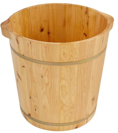 Fotbadkar av trä, bärbart stort fotbadkar, återanvändbar pedikyrskål trätimer, fotbad hink för familjer, fotbad och basturum, 36,5 x 40 cm