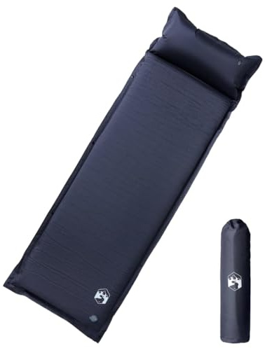 Ordellia Självuppblåsande matta med kudde, grå, liggmatta, sovmatta, campingmatta, liggmatta, luftmadrass, självuppblåsande, minnesskum, 190 x 64 x 7 cm, 1 person, för utomhus, vandring