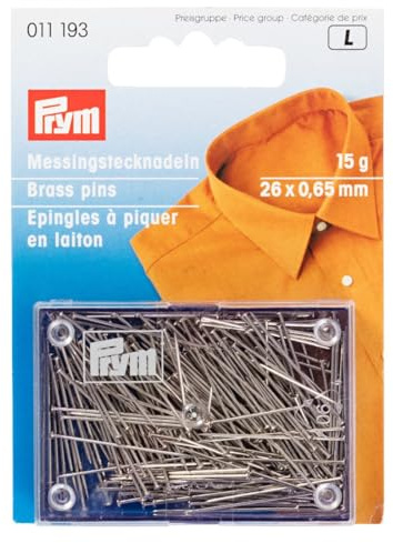 Prym 011193 Stecknadeln, 0,65 x 26mm, silberfarbig, 15g, Messing