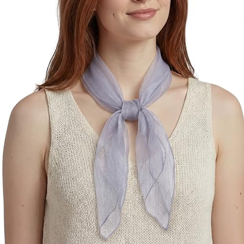 Einfaches, quadratisches Chiffon-Kopftuch/Halstuch für Damen, 50er-Jahre-Stil, sehr leichtes und weiches Tragegefühl Gr. Einheitsgröße, grau