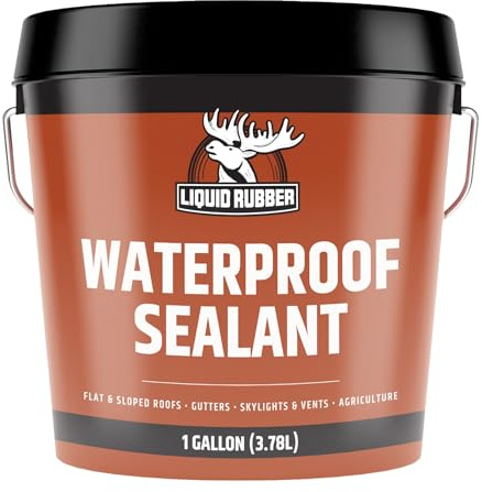 Liquid Rubber Waterproof Sealant – DIY Leak Repair Coating for Flat, Metal & Low Slope Roofs, Foundations, Gutters & More – Flexible Protective Membrane - Black - 1 Gallon
