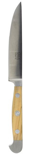 GÜDE Solingen - Porterhouse Steakmesser Gezahnt geschmiedet, Klingenlänge: 12 cm, Serie: ALPHA-OLIVE - Doppelkropf, Handmade Germany, Griff: Olivenholz