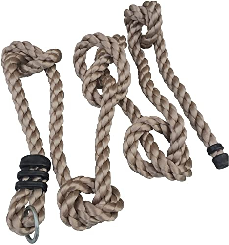 Loggyland Kletterseil Ø 26mm mit 5 Knoten, 3m lang, Knotenseil mit Topring zum Einhängen in den Schaukelhaken oder Wandanker