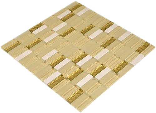 Mosaik flese genomskinlig vitt guld stavar glasmosaik kristall sten vit matt guld för vägg bad wc dusch kök semester spegel tårta dekoration bad bad mosaik matta mosaik platta