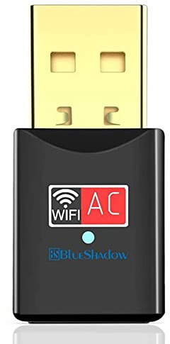 Blueshadow USB WiFi Adapter - Dual Band 2.4G/5G Mini Wi-fi ac Wireless Network Card Dongle with High Gain Antenna for Desktop Laptop PC Support Windows XP Vista/7/8/8.1/10 (USB WiFi 600Mbps)