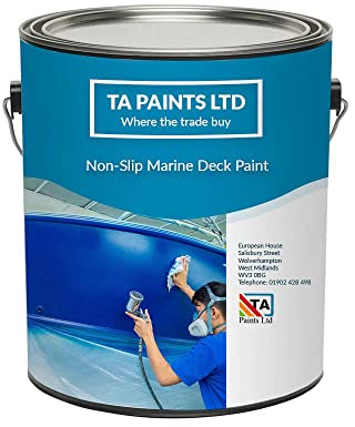 T A Paints Ltd Non-Slip Marine Boat Deck Paint Highly Durable, Anti-Slip Boat Paint - Ideal For Boats & Barges - Ideal for Wood, Metal, Concrete, Plywood & Timber (2.5L Black)