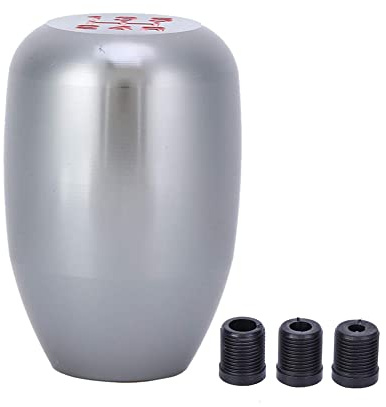 Fydun Pomello Cambio Universale, 5 Marce Pomello del Cambio Manuale con 3 Adattatori 8mM 10mM 12mm Pomello Leva del Cambio per Auto Manopola Cambio Ad Alta Sensibilità(Titanio)