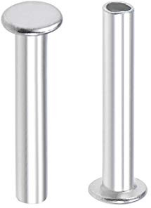 uxcell 100 Pcs 3mm x 18mm Aluminum Flat Head Semi-Tubular Rivets Silver Tone