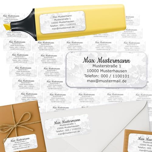 Adressaufkleber Heirat marriage Absenderetiketten personalisiert 45 Stück | Etiketten mit Wunschadresse Namensaufkleber Schule Adresslabel Ordner Büro Alltag klar bedruckt selbstklebend