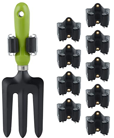 Relaxdays 100 x Gerätehalter, Gummi-Rollen zum Klemmen, Universal Besenhalter für Wand, Garten, Eisen, Stielhalter, grau/schwarz