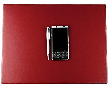 DELMON VARONE - Personalisierbare Schreibtischunterlage Cambridge Top Grain Leder rot, Rutschfeste Echtleder Schreibunterlage abwaschbar, Schreibtisch Unterlage geeignet als Mouse Pad, 45 x 35 cm