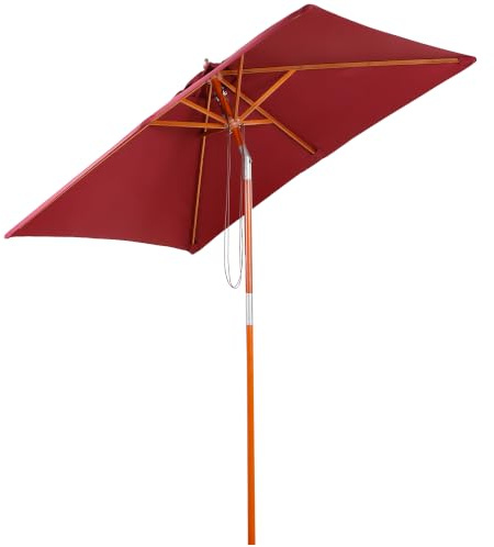 Outsunny Sonnenschirm Knickbarer 3-stufig 200 x 150 x 235 cm Weinrot