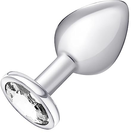 DUKESTON Buttplug Edelstahl Analplug Medium mit Diamant ø 34mm 8,2cm lang Anal Plug Metall Butt Plug Herz Prostata Stimulation Männer Butt Pluck Frauen