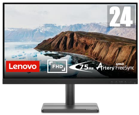 Lenovo L24e-30 Monitor - Display 23.8 FullHD (1920x1080, IPS, 4 ms, 75Hz, Input HDMI+VGA, Cavo HDMI, AMD FreeSync) Inclinazione Regolabile - Raven Black - Esclusiva Amazon
