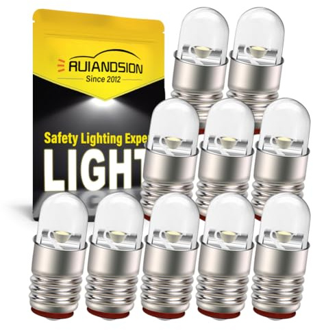 Ruiandsion E5 LED Bulb 24V White E5 E5.5 Screw Base LED Bulb Upgrade for Modle Train Lights(Pack of 10)